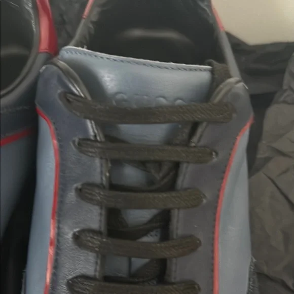 Men's Blue and Red Leather Sneakers NWT - Picture 6 of 8